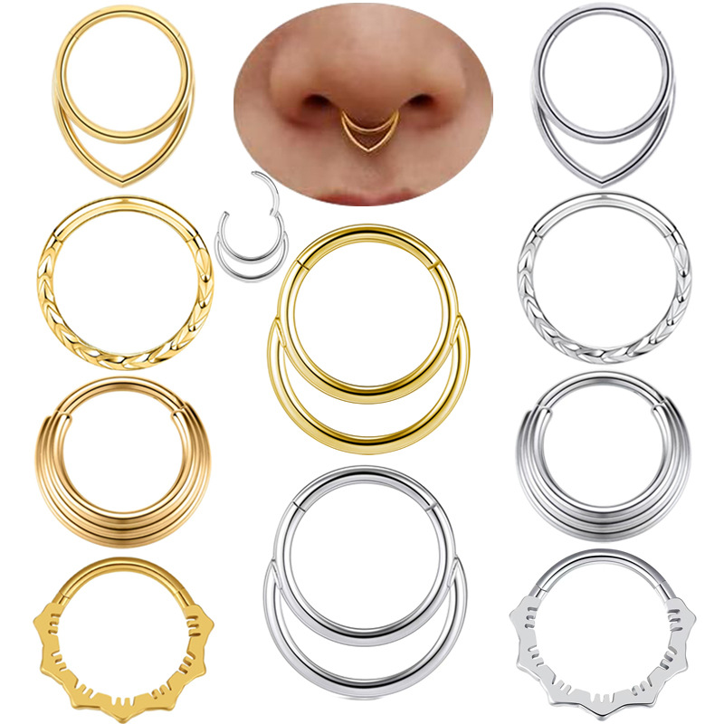 Body Jewelry Cartilage Earrings - Nasen-Creolen, Metall-Nasenring, Piercing, 16 g, Edelstahl,