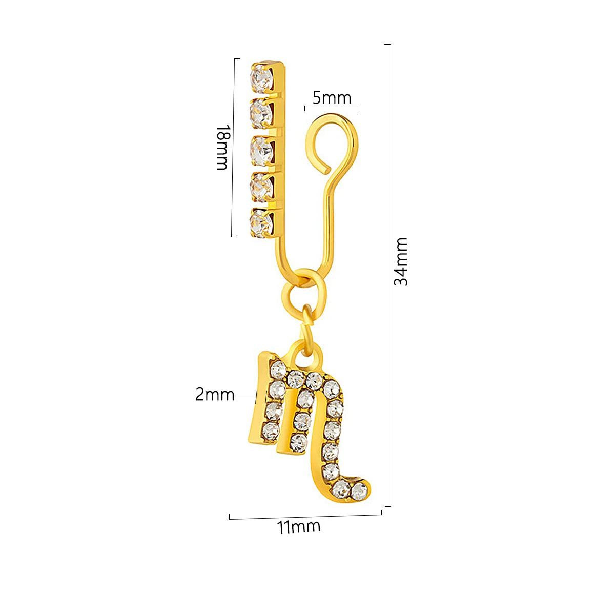 Body Jewelry Cartilage Earrings - 2er Pack Ohr clips Metall Zirkon