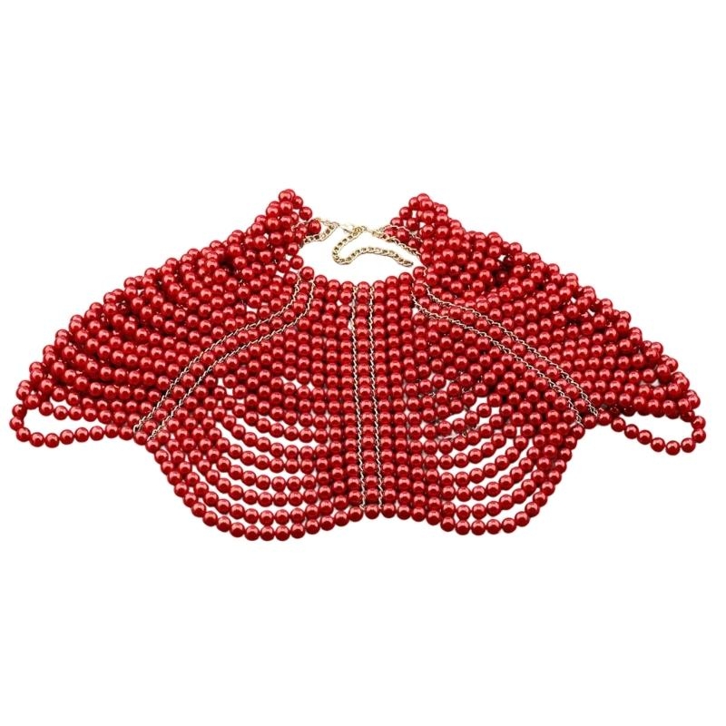 Body Jewelry - 49MD Eleganter Damen-Schal mit mehrlagigen Perlen,