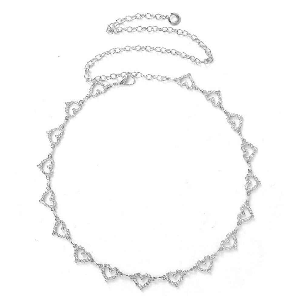 Body Jewelry Y2K - Modische Quasten-Herz-Taillenkette mit Strass, Y2K Körperschmuck,