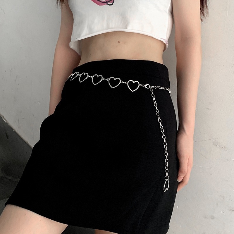 Body Jewelry Y2K - Modischer Herzanhänger Mehrschichtige Kette Taillengürtel Damen