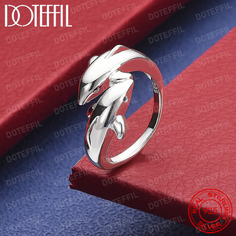 Body Jewelry High Quality - Doppelter Delphin-Charm aus 925er-Sterlingsilber für Damen,
