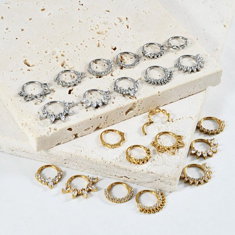 Body Jewelry Cartilage Earrings - 31BB Kristall-Nasen-Ohr-Knorpel-Ring, stilvoller Septum-Ring, Edelstahl-Körperschmuck