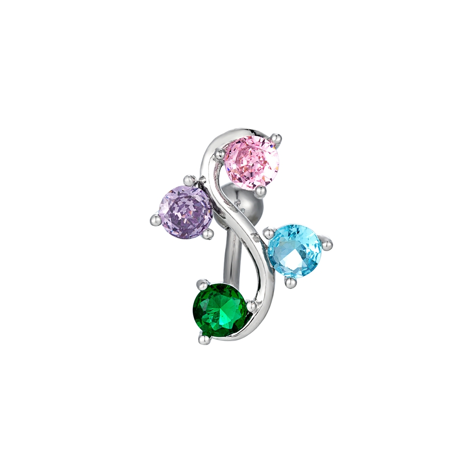 Body Jewelry Shop - Gebogener Bauchnabelring aus Edelstahl mit mehrfarbigen