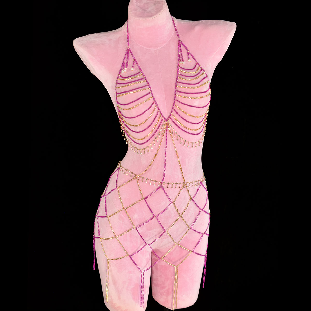 Body Jewelry Dress - Sexy modisches Top + Taillenkleid, metallisches