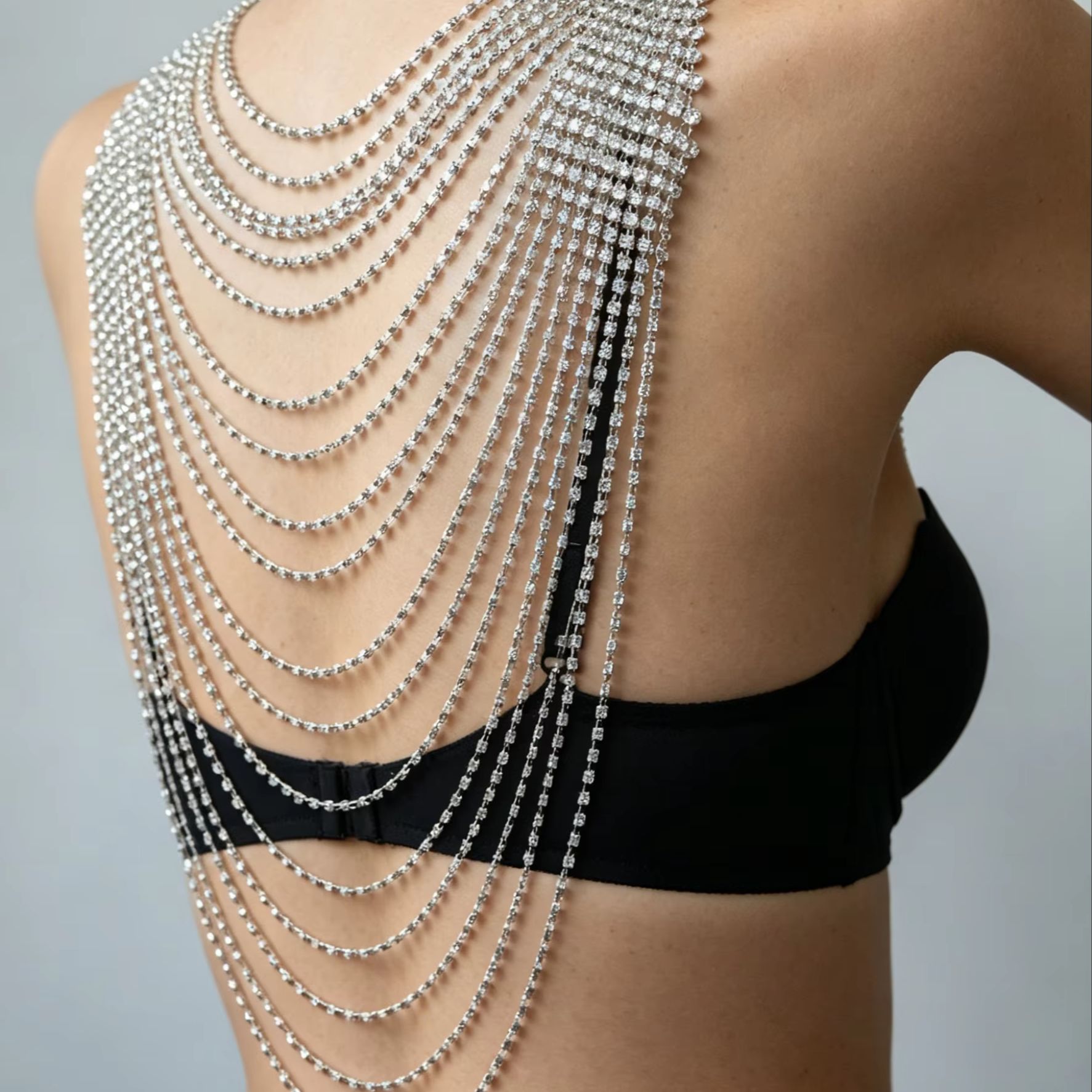 Body Jewelry Rhinestone - Stilvolle Mehrschichtige Körperkette für Bankette —