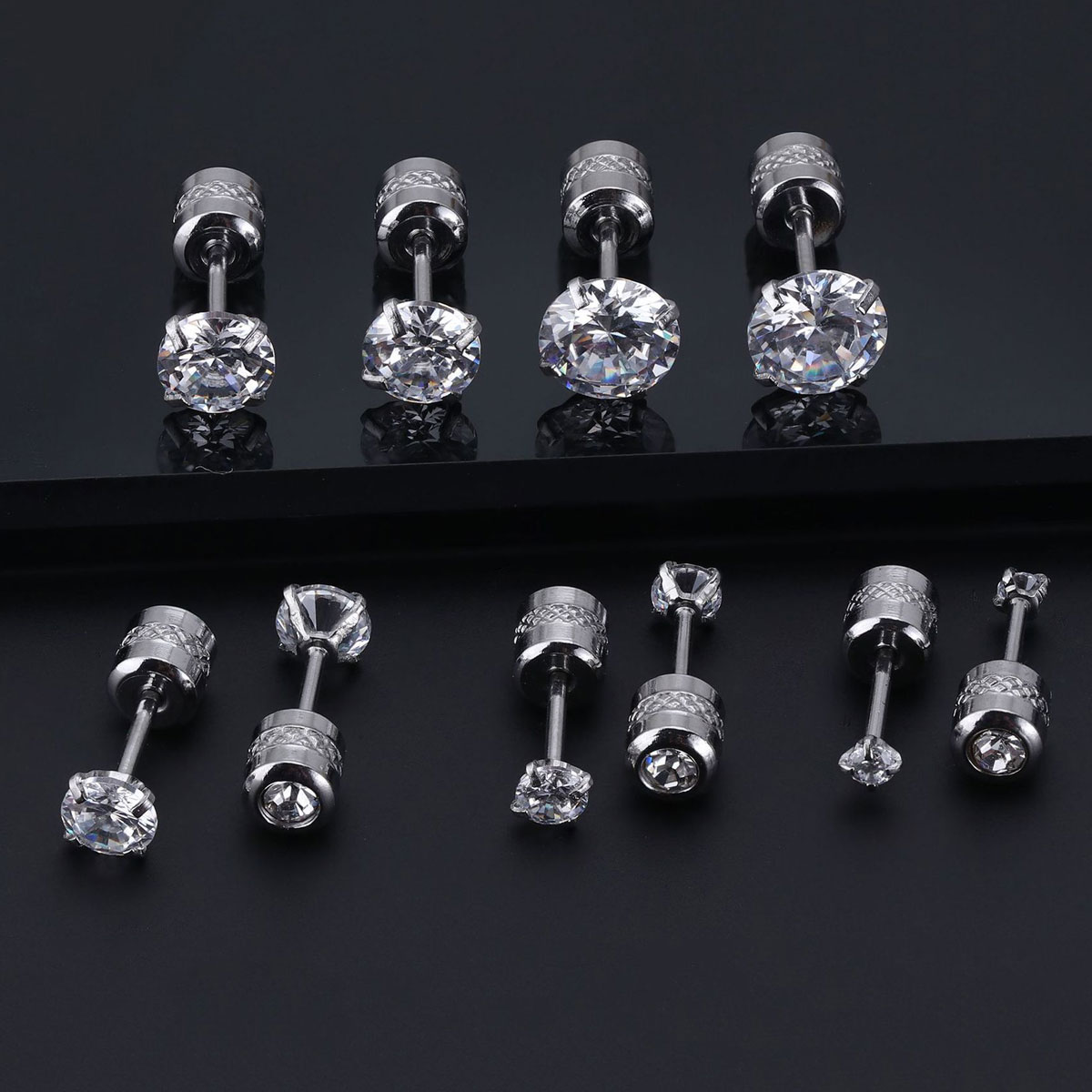 Body Jewelry Cartilage Earrings - 2PC Edelstahl Mini Kristall CZ Schraube