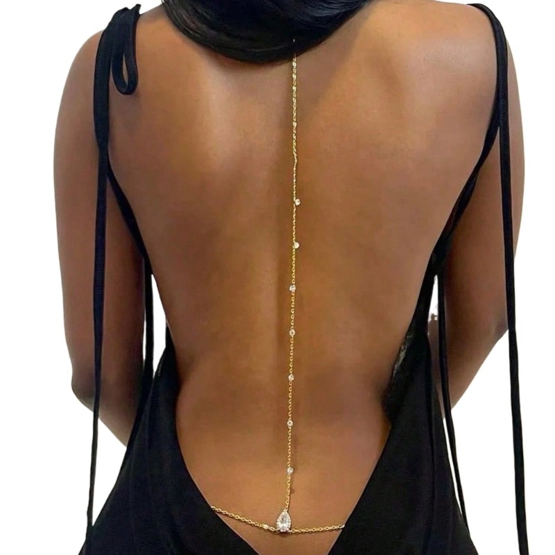 Body Jewelry Dress - Braut rückenfreie Strass Wassertropfen Körperkette Bauch