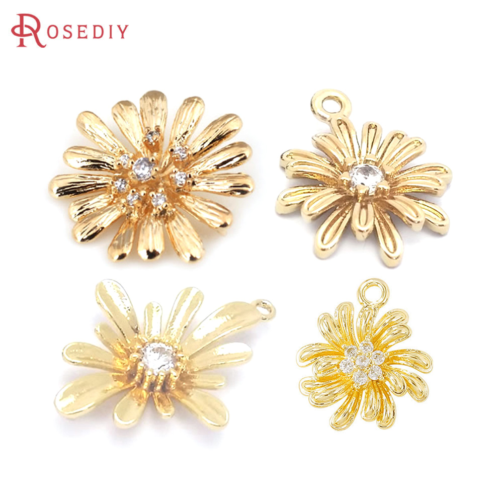 Body Jewelry High Quality - 18K Goldfarbene Messing-Sonnenblumen-Gänseblümchen-Anhänger Hochwertige DIY-Schmuckherstellung Halsketten-