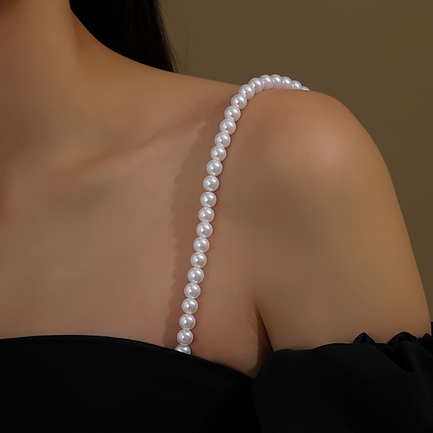 Body Jewelry Dress - 1, elegante Vintage-Schulterkette aus Perlenimitat für