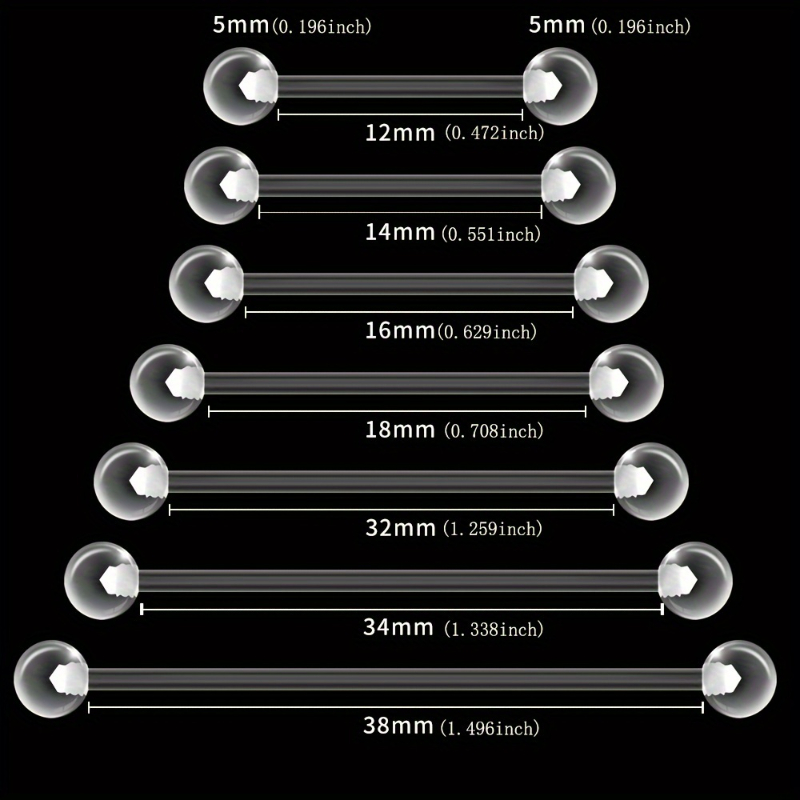Body Jewelry Stores - JKC Store 10-teiliges Acryl-Langhantel-Set, flexibler, klarer
