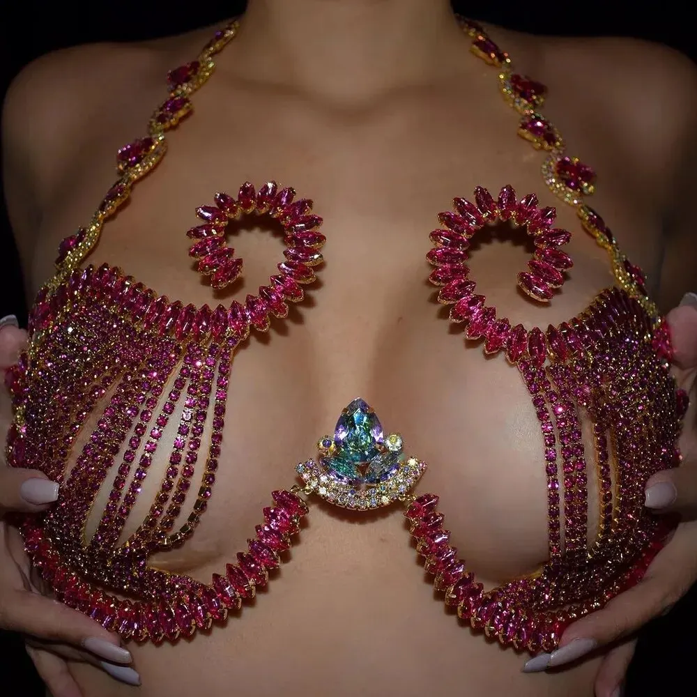 Rave rosa Kristall Brust halte – Body Jewelry Dress Bewertung und Preis