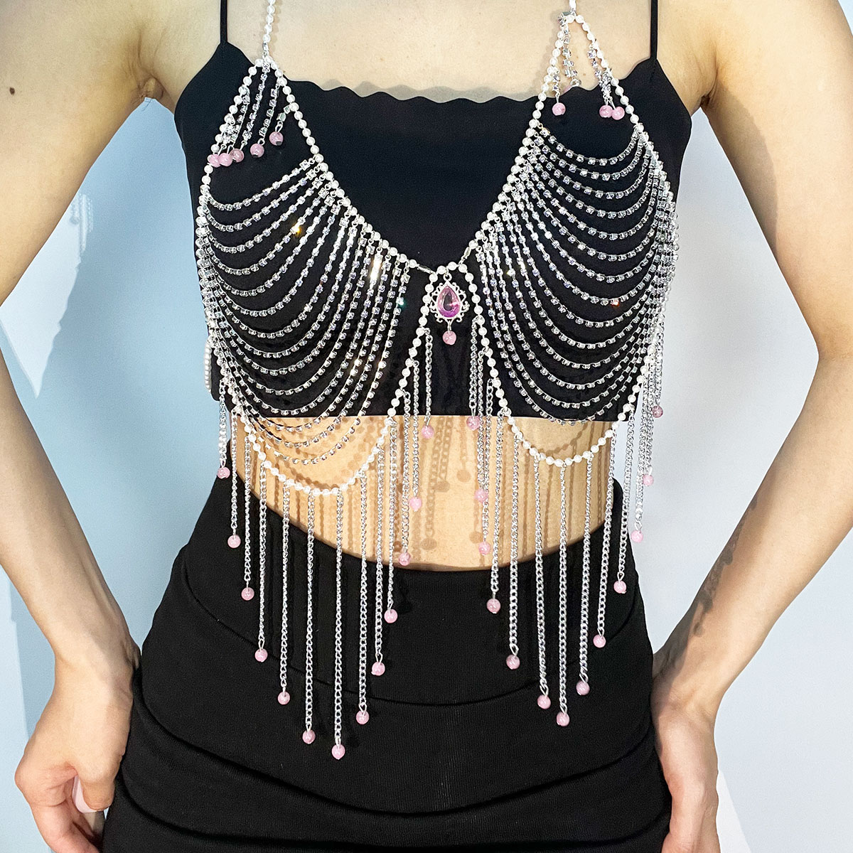 Stilvoller Strass-BH-Schmuck,  – Body Jewelry Dress Bewertung und Preis