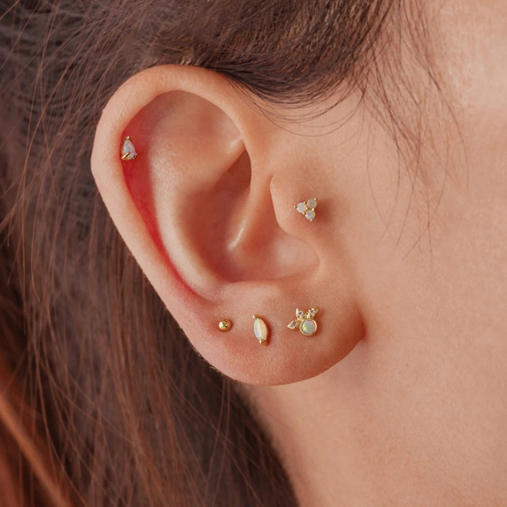 2PCS Edelstahl Opal Minimal Pi – Body Jewelry Cartilage Earrings Bewertung und Preis