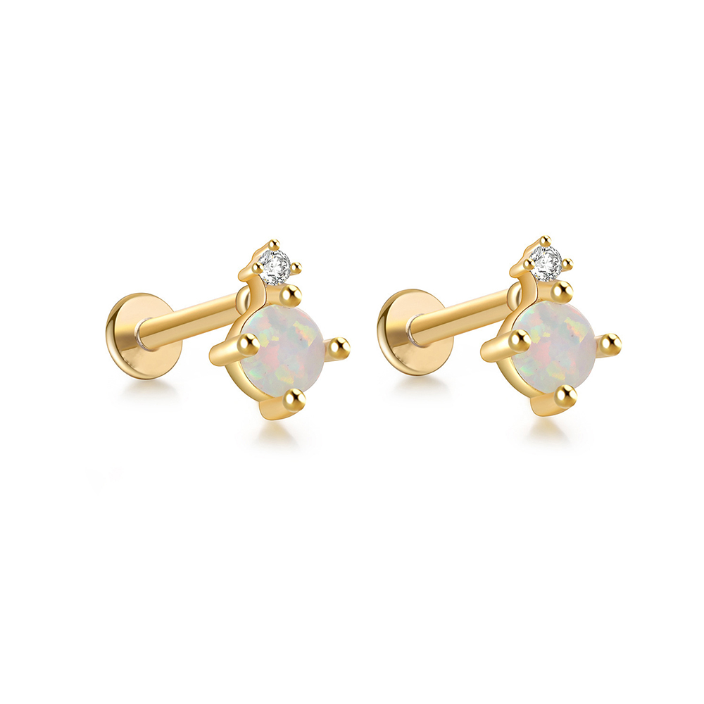 2PCS Edelstahl Opal Minimal Pi – Body Jewelry Cartilage Earrings Bewertung und Preis